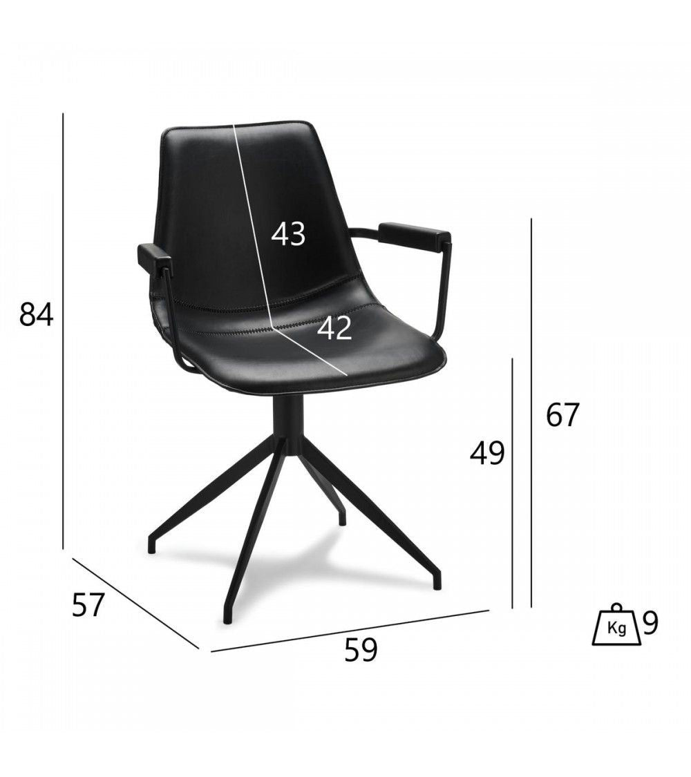 Lot de 2 chaises de salle à manger avec accoudoirs Isabel - Noir