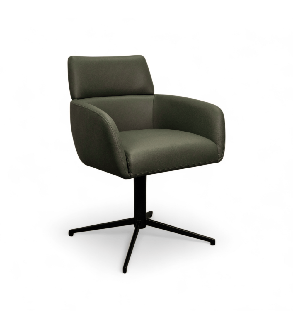 Lot de 2 chaises de salle à manger avec accoudoirs Marco - Vert olive
