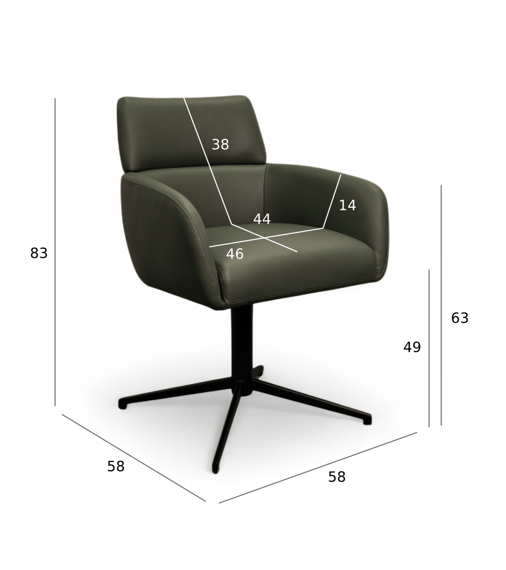 Lot de 2 chaises de salle à manger avec accoudoirs Marco - Vert olive