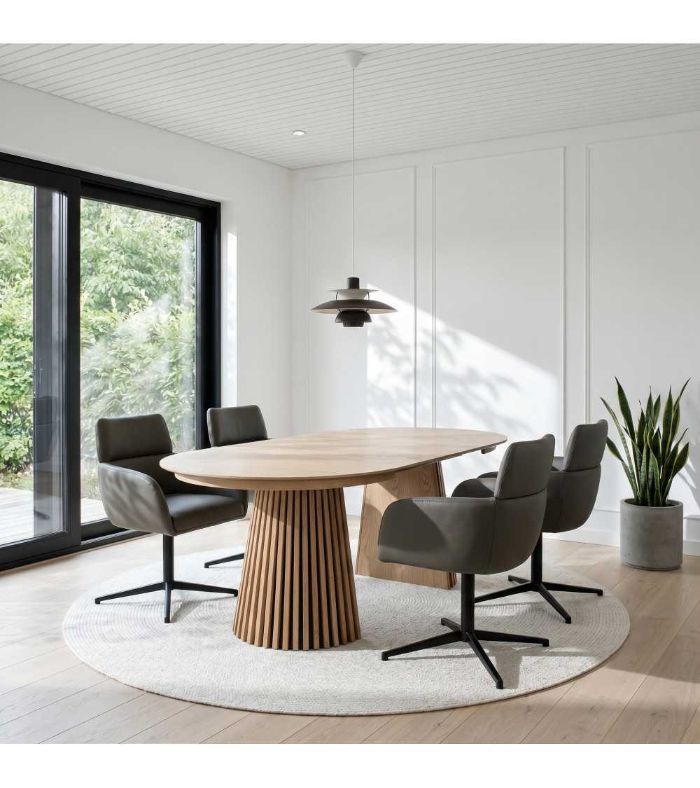 Lot de 2 chaises de salle à manger avec accoudoirs Marco - Vert olive