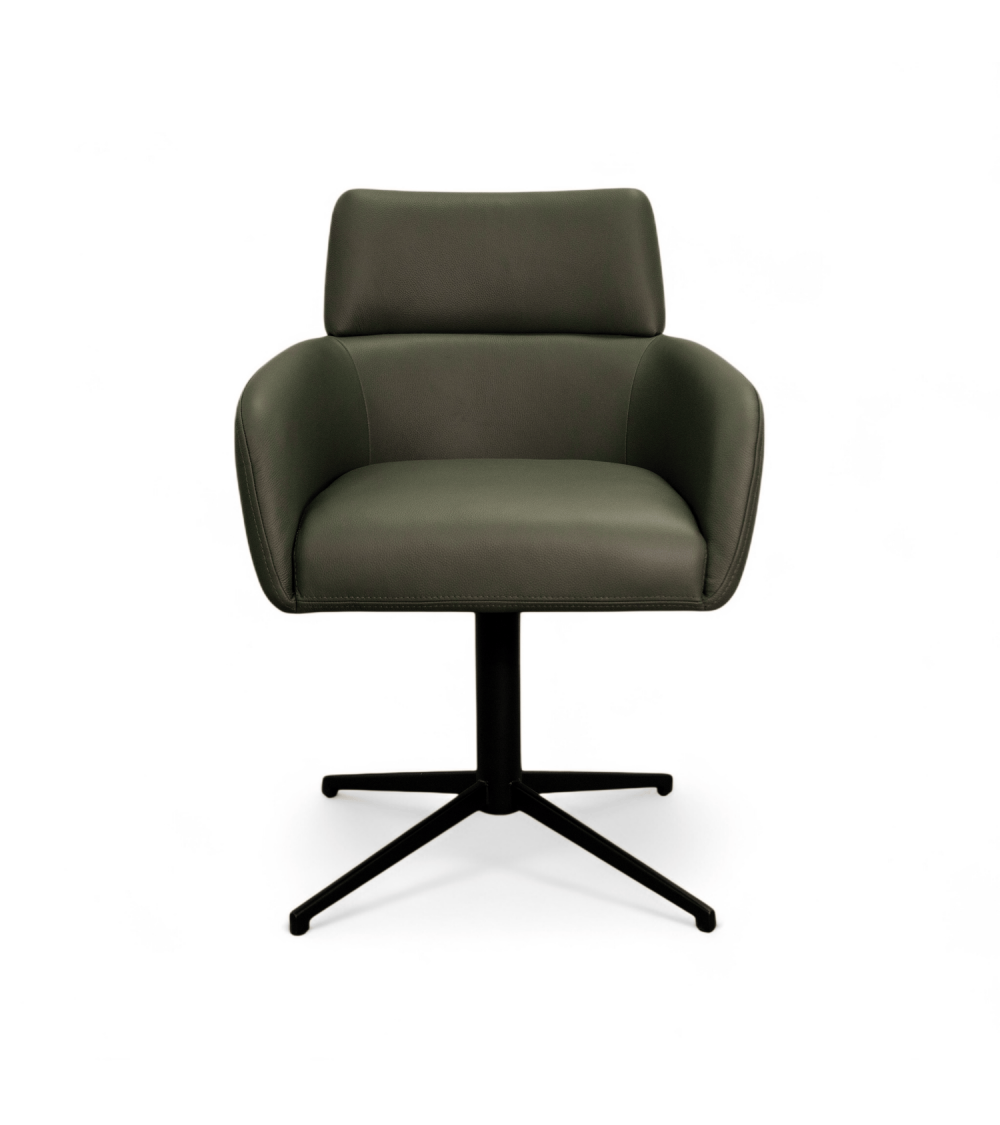 Lot de 2 chaises de salle à manger avec accoudoirs Marco - Vert olive