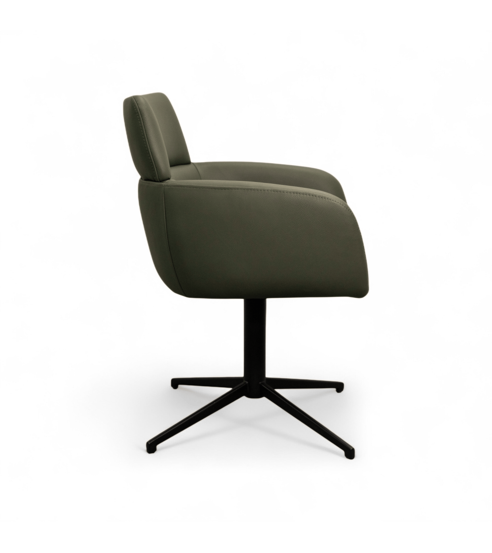 Lot de 2 chaises de salle à manger avec accoudoirs Marco - Vert olive